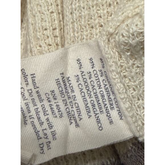 FAHERTY Throwback Waffle V-Neck Fenway Cream Brown Cashmere Cotton Size L Large - Picture 3 of 3